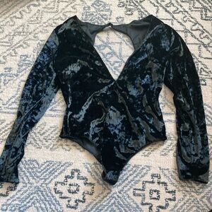 Elegant Black Velvet Bodysuit